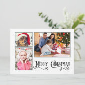 3 Foto/ 2 Sided "Merry kerstay"-Kaart Feestdagenkaart (Staand voorkant)