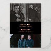 3 Foto Aangepaste kleur zwart Opslaan Datum Folie Uitnodiging (Voorkant)