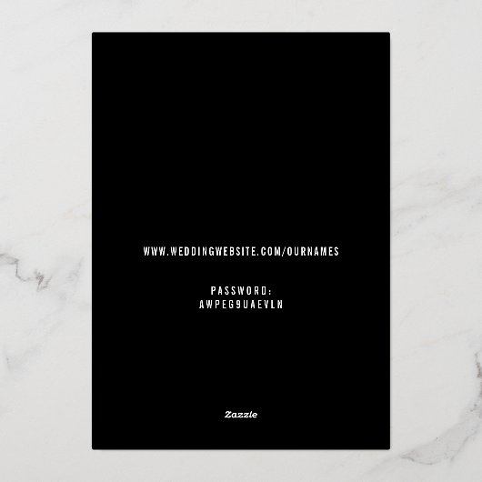 3 Foto Aangepaste kleur zwart Opslaan Datum Folie Uitnodiging (Achterkant)