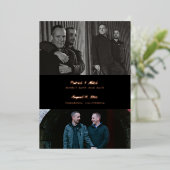 3 Foto Aangepaste Kleur Zwart Save the Date Folie Uitnodiging (Staand Voorkant)