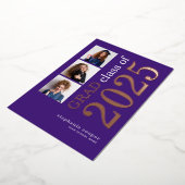 3 Foto Afstudeerder 2025 Paarse met Folie aankondi Uitnodiging (Gedraaid)