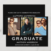 3 Foto Afstudeerfeest Moderne Uitnodiging (Voorkant / Achterkant)