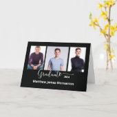 3 foto Afstuderen aankondiging zwart wit (Gele Bloem)