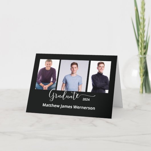 3 foto Afstuderen aankondiging zwart wit (Voorkant)