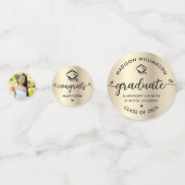 3 Foto Afstuderen Black Gold Modern Script Pet Confetti (Voorkanten)