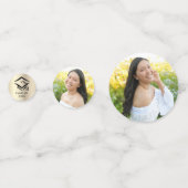 3 Foto Afstuderen Black Gold Modern Script Pet Confetti (Achterkanten)