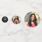 3 Foto Afstuderen Black Modern Script Hearts Pet Confetti (Achterkanten)