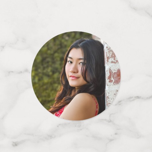 3 Foto Afstuderen Black Modern Script Hearts Pet Confetti (Kleine voorkant)