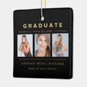 3 Foto Afstuderen Collage Afstuderen Black Gold Keramisch Ornament (Links)