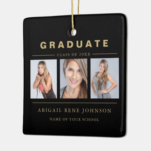 3 Foto Afstuderen Collage Afstuderen Black Gold Keramisch Ornament (Links)