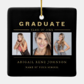 3 Foto Afstuderen Collage Afstuderen Black Gold Keramisch Ornament (Achterkant)