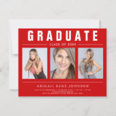 3 Foto Afstuderen Collage Afstuderen Rood en Wit Aankondiging (Voorkant)