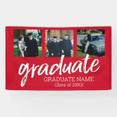 3 Foto Afstuderen - Modern Afstuderen Script Red Spandoek (Horizontaal)