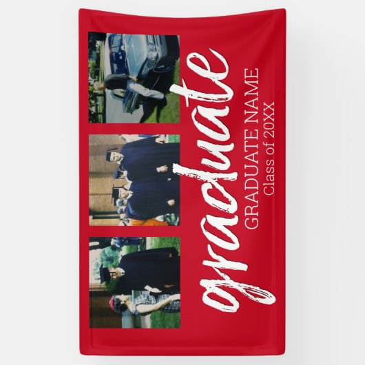 3 Foto Afstuderen - Modern Afstuderen Script Red Spandoek (Verticaal)