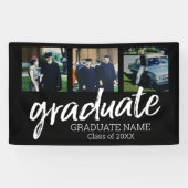 3 Foto Afstuderen - Modern Afstuderen script zwart Spandoek (Horizontaal)