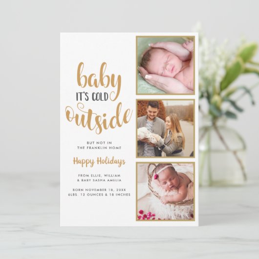 3 Foto Baby De koude buitenste bekendmaking van de Feestdagenkaart (Staand voorkant)