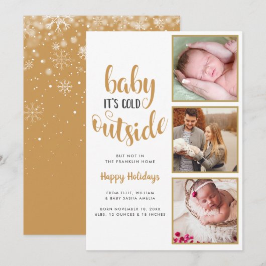 3 Foto Baby De koude buitenste bekendmaking van de Feestdagenkaart (Voorkant / Achterkant)