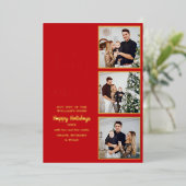 3 Foto Baby It's Cold Outside Kerst Goud Folie Feestdagenkaart (Staand Voorkant)