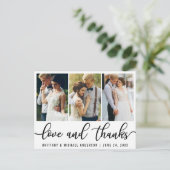 3 Foto Bedankt met moderne weddenschappen, zwart s Briefkaart (Staand voorkant)