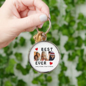 3 Foto Best Dad Ever Cute Collage Personated Sleutelhanger (Hand)