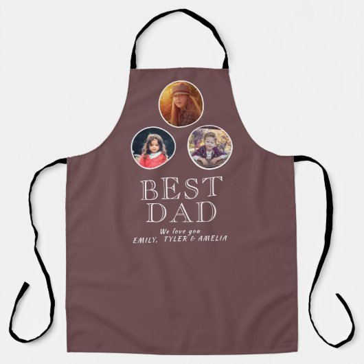 3 Foto Best Dad Typography Father Day Schort (Voorkant)
