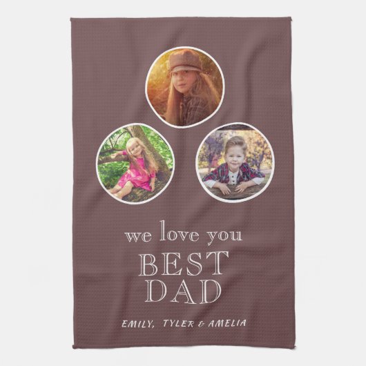 3 Foto Best Dad Typography Father Day Theedoek (Verticaal)