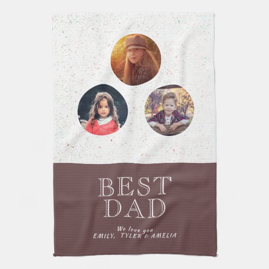 3 Foto Best Dad Typography Father Day Theedoek (Verticaal)
