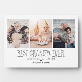 3-Foto Best Grandpa Ever Tabletop Plaque Fotoplaat