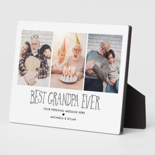 3-Foto Best Grandpa Ever Tabletop Plaque Fotoplaat (Zijkant)