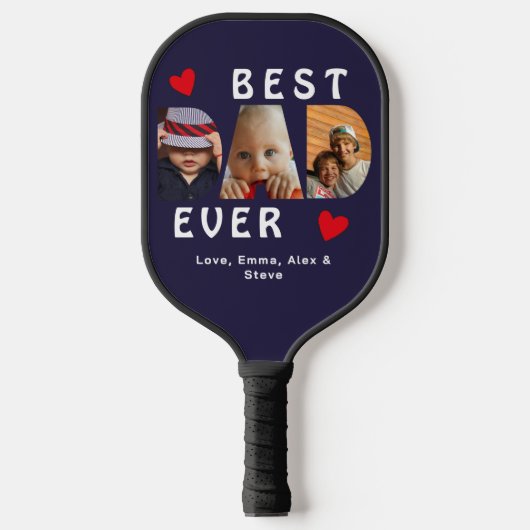 3 Foto Best Pap Ever Blue Collage Aangepast Pickleball Paddle (Voorkant)