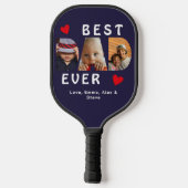 3 Foto Best Pap Ever Blue Collage Aangepast Pickleball Paddle (Achterkant)