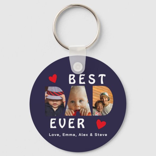 3 Foto Best Pap Ever Collage Custom Sleutelhanger (Achterkant)