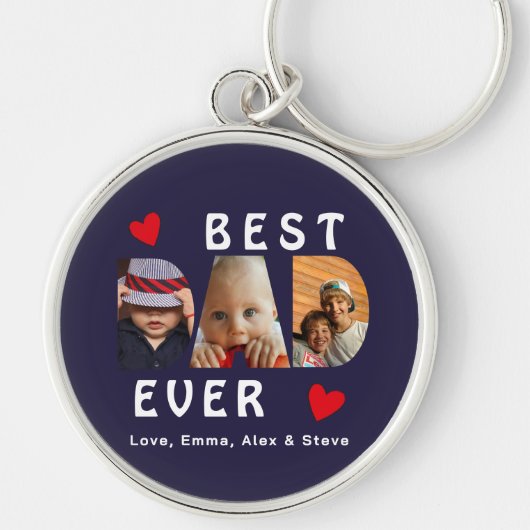 3 Foto Best Pap Ever Cute Collage Custom Sleutelhanger (Voorkant)