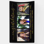 3 Foto Black Gold-felicitaties Afstuderen 2022 Spandoek (Verticaal)