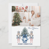 3 Foto Blauwe Chinoiserie Notenkraker Kerstmis Feestdagenkaart (Voorkant)