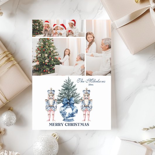 3 Foto Blauwe Chinoiserie Notenkraker Kerstmis Feestdagenkaart