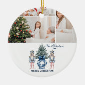 3 Foto Blauwe Chinoiserie Notenkraker Kerstmis Keramisch Ornament (Voorkant)