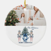 3 Foto Blauwe Chinoiserie Notenkraker Kerstmis Keramisch Ornament (Achterkant)