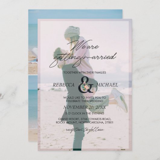 3 Foto Bloem Ampersand We Gaan Trouwen Kaart (Voorkant / Achterkant)