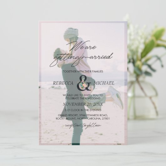 3 Foto Bloemend Ampersand We Gaan Trouwen Kaart (Staand voorkant)