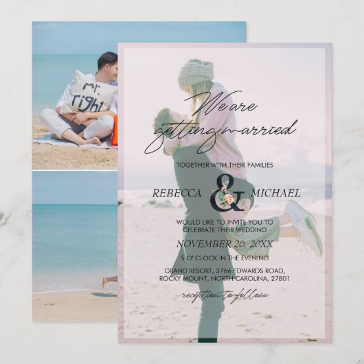 3 Foto Bloemend Ampersand We Gaan Trouwen Kaart (Voorkant / Achterkant)