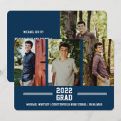 3 foto Blue Boy Afstudeerder Aangepaste tekst Afst Aankondiging (Voorkant / Achterkant)