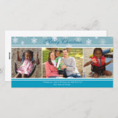 3 Foto Blue Snowflake Christmas Kaart (Voorkant / Achterkant)