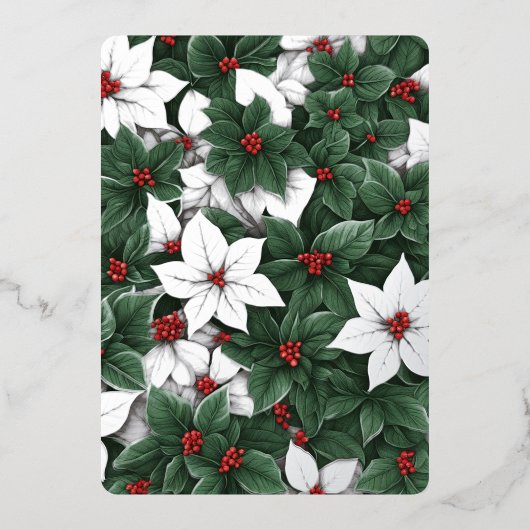 3 foto botanische elegantie betoverde wintertuin folie feestdagenkaart (Voorkant)