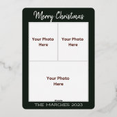 3 foto botanische elegantie betoverde wintertuin folie feestdagenkaart (Achterkant)