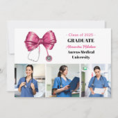 3 Foto Bow Stethoscoop Nursing School Afstuderen Aankondiging (Voorkant)