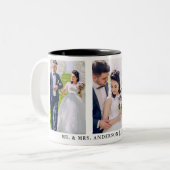 3 Foto Bride en Groom Mr en Mrs Wedding Tweekleurige Koffiemok (Voorkant links)