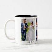 3 Foto Bride en Groom Mr en Mrs Wedding Tweekleurige Koffiemok (Links)