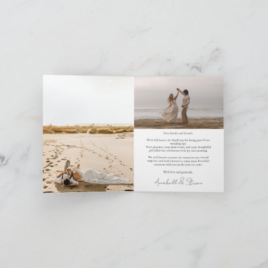 3 foto bruiloft bedankkaart (Binnen)