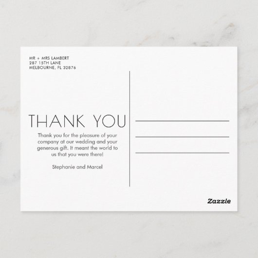 3 foto bruiloft dank u briefkaart (Achterkant)